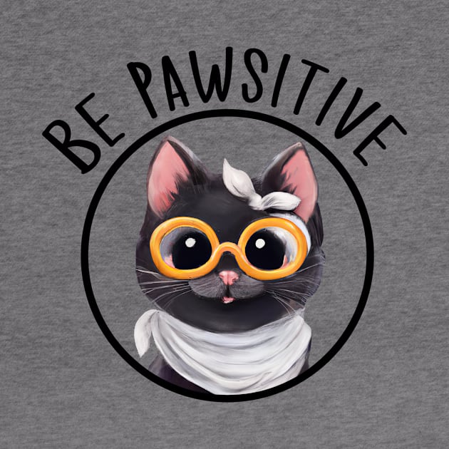 Stay Pawsitive Shirt, Be Pawsitive Shirt, Cat Positivity Shirt, Sarcastic Cat Shirt, cute paw t-shirt, Pawsitive Catitude, Funny Cat Lady Gift, Cat Mom Shirt Gift, Nerd Cat Shirt, Funny Nerdy Cat, Cute Nerd Cat Shirt, Cute Nerd Shirt, Cat Owner Gift Tee by GraviTeeGraphics